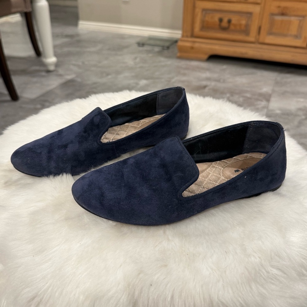 BIRDIES | The Starling Navy Blue Suede Flats Slippers Slip-Ons Size 6